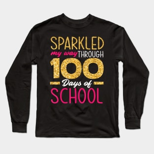 Sparkled My Way Through 100 Days Of School Girl 100Th Day Long Sleeve T-Shirt